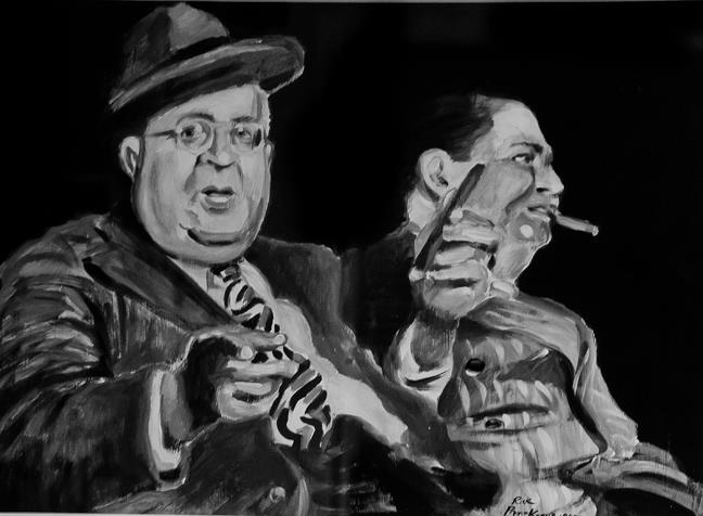 Acrylic painting of two men